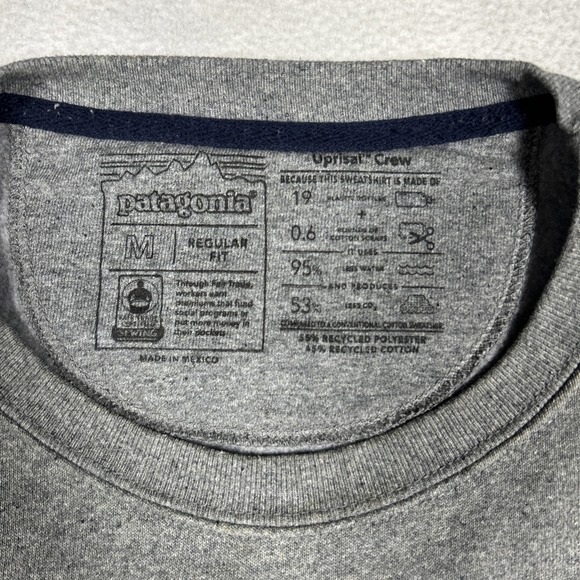 Patagonia Line Logo Ridge Striped UpRisal Mens Gray Pullover Sweatshirt Medium - Picture 5 of 7